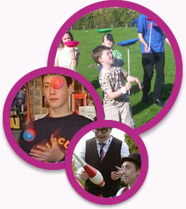 circus workshops for fetes and fun days.